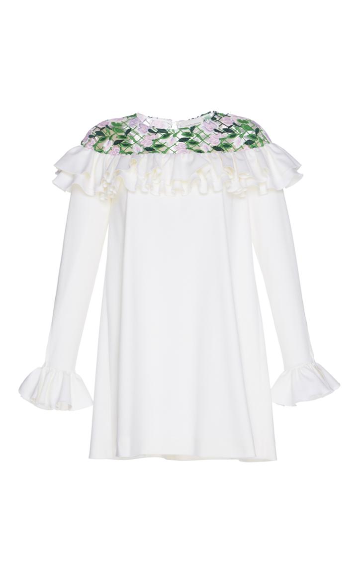 Giuseppe Di Morabito Ruffled Lace Yoke Mini Dress