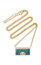 Brooke Gregson Diamond Hex Halo Petrol Enamel Necklace