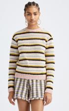 Moda Operandi Oscar De La Renta Striped Cotton Crewneck Sweater