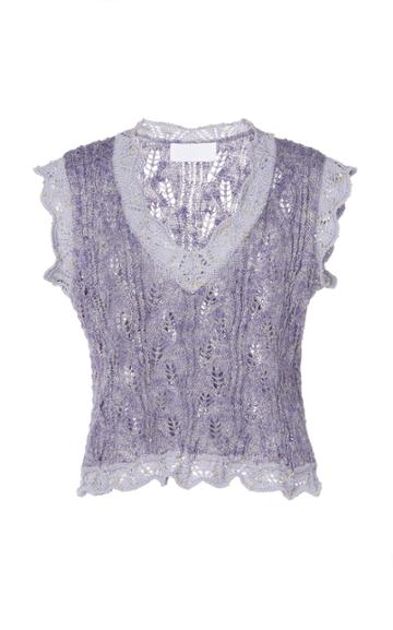 Mame Kurogouchi Intarsia Knit Trim Sleeveless Top