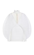 Balmain Mockneck Pleated Twist Chiffon Dress
