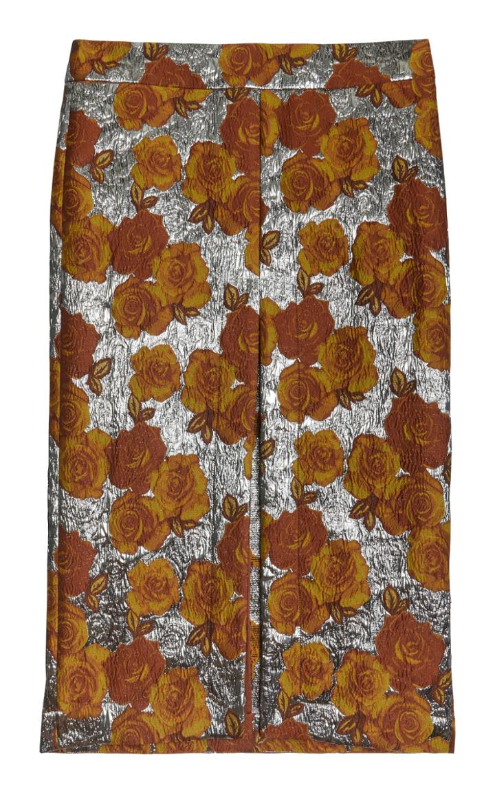 Moda Operandi Rodebjer Ivana Metallic Floral Brocade Midi Skirt
