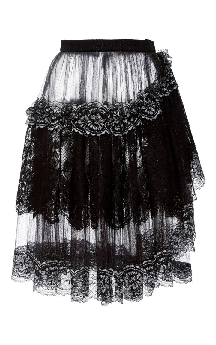 Rodarte Metallic Lace And Tulle Skirt