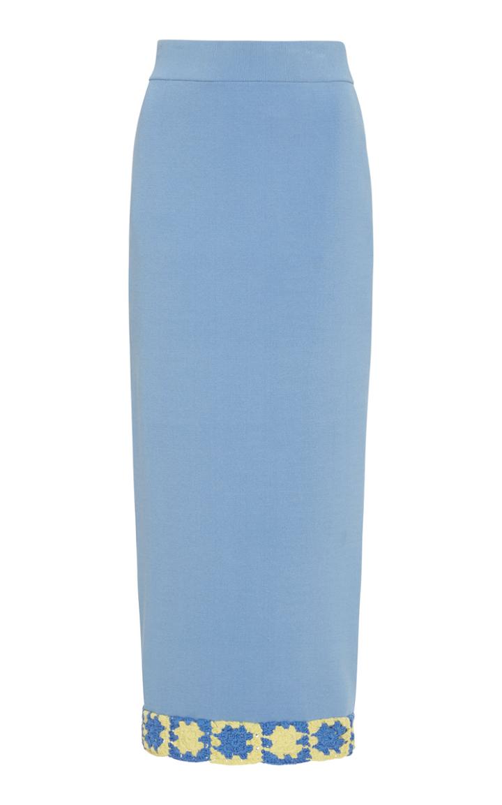 Staud Pier Macrame-trimmed Stretch-knit Midi Skirt