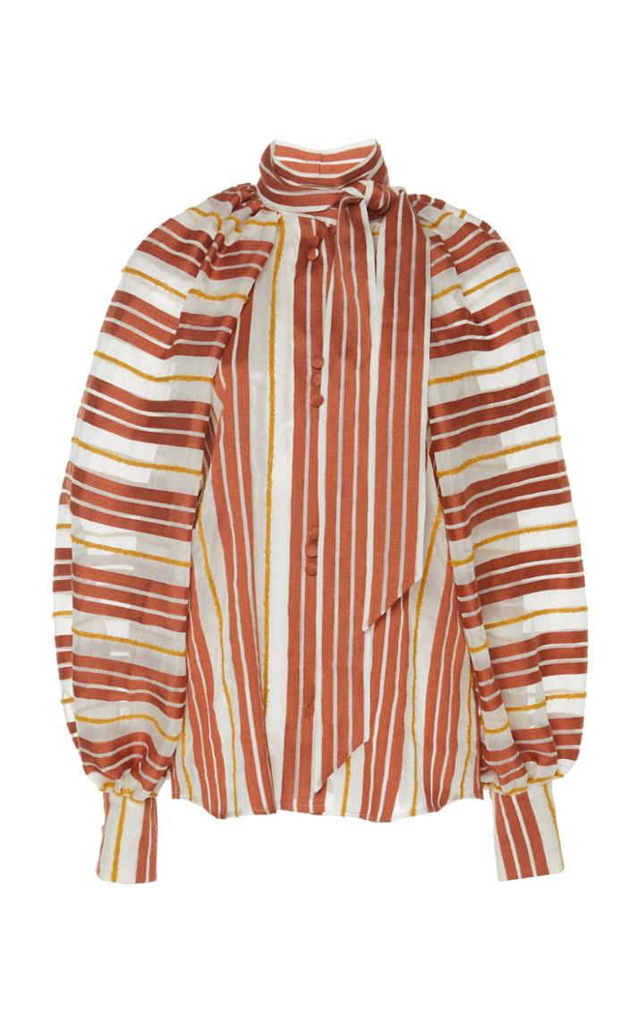 Martin Grant Virgin Wool Balloon Sleeve Shirt With Bow