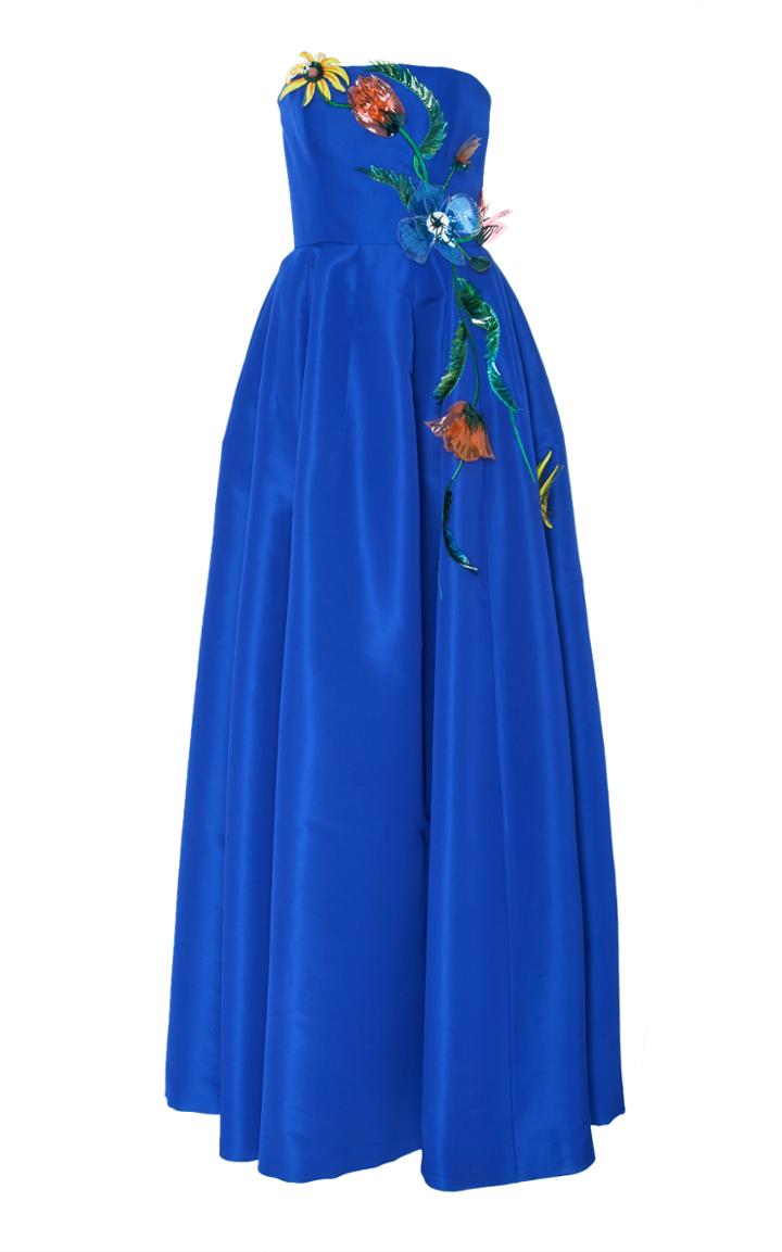 Carolina Herrera Embroidered Strapless Gown