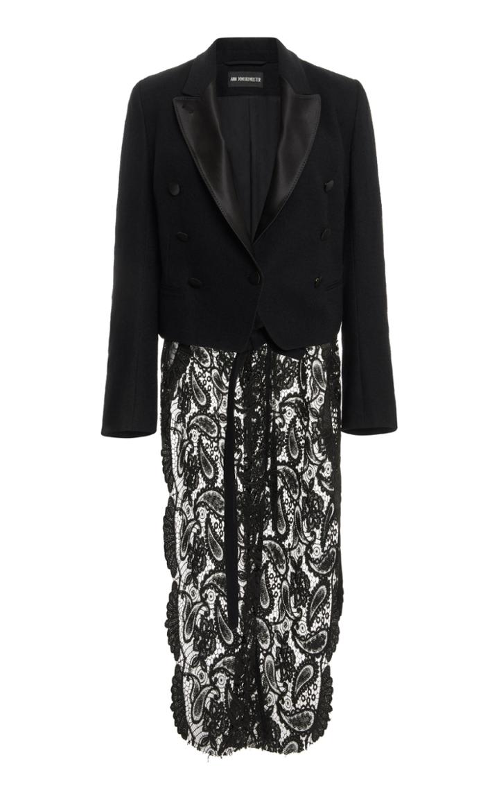 Moda Operandi Ann Demeulemeester Detailed Cotton & Wool Cropped Blazer