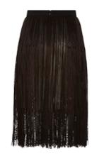 Elie Saab Leather Fringe And Lace Skirt