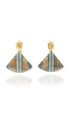 Silvia Furmanovich Marquetry Blue And Yellow Fan Earrings
