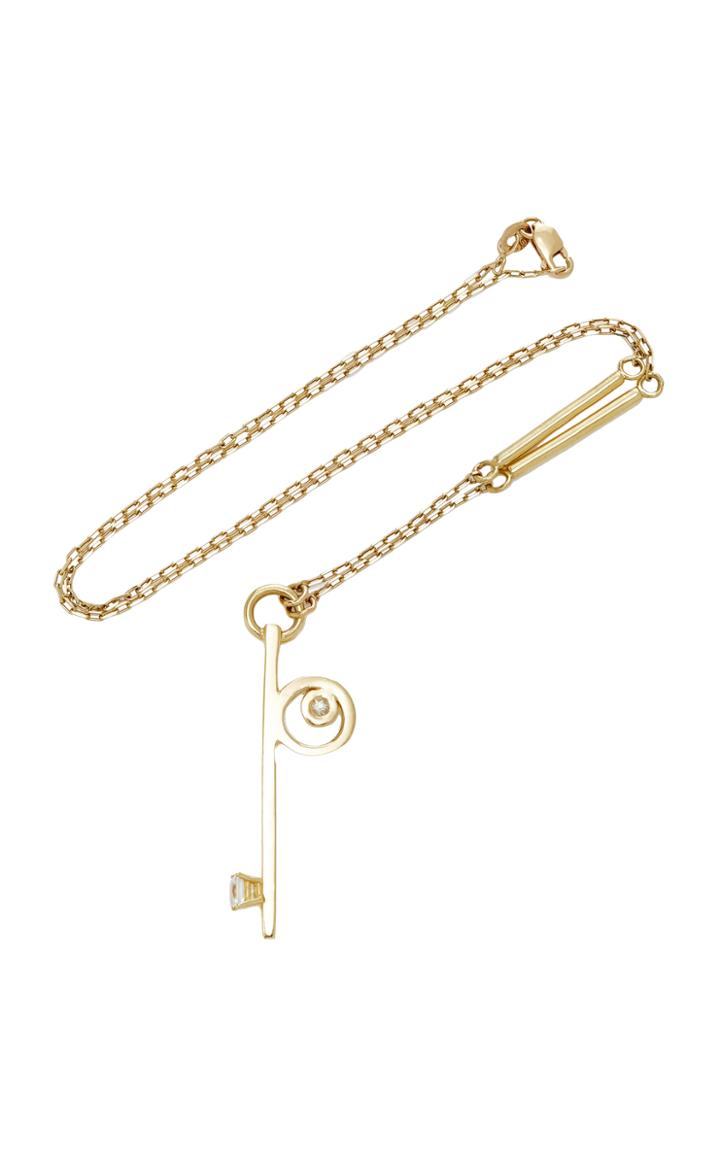 Wasson Key Pendant 14k Gold Sapphire Necklace