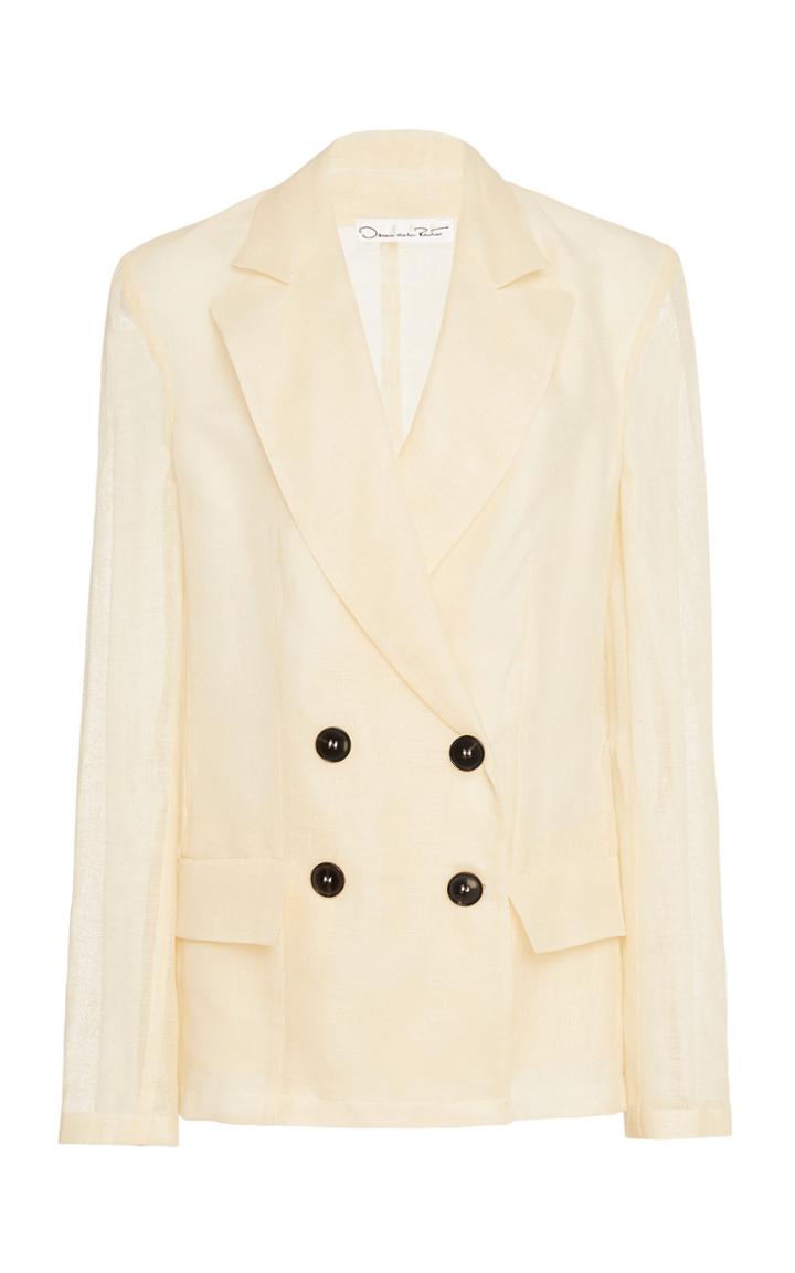 Moda Operandi Oscar De La Renta Silk Double-breasted Blazer Size: 2