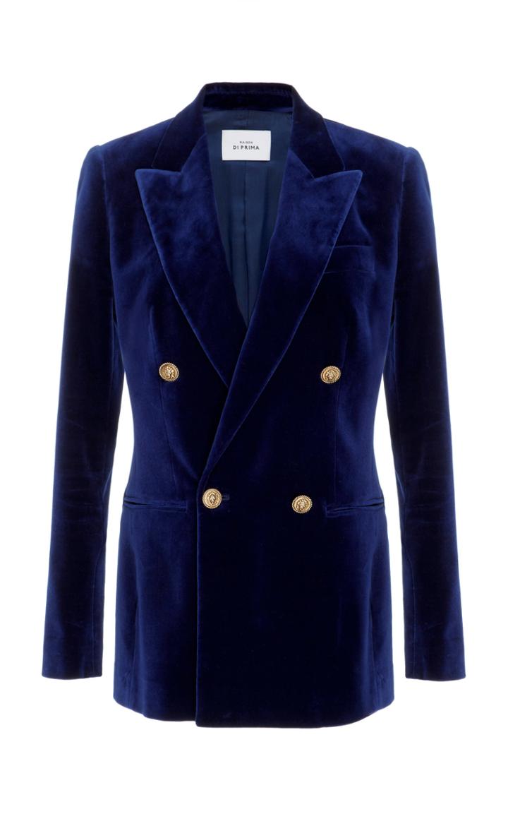 Maison Di Prima Manuela Double Breasted Velvet Blazer