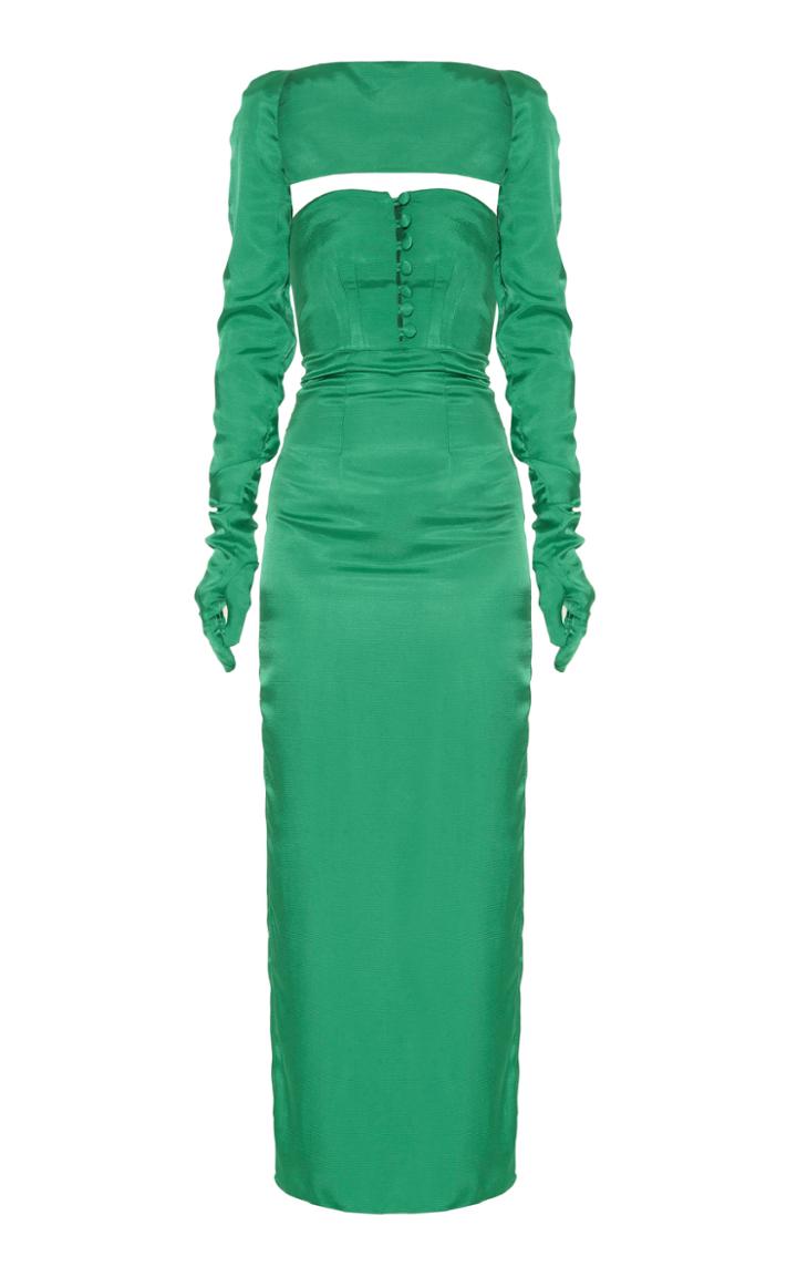 Lado Bokuchava Corset-inspired Satin Detachable-sleeve Gown