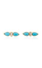 Zo Chicco Two Turquoise Teardrop And Baguette Studs
