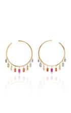 Suzanne Kalan 18k Gold Sapphire And Diamond Hoop Earrings