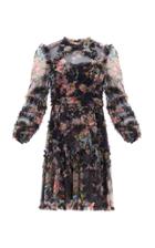 Needle & Thread Floral-print Ruffled Tulle Mini Dress