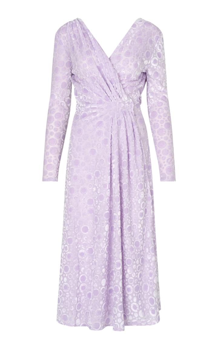 Moda Operandi Stine Goya Lola Dotted Flocked Velvet Wrap-effect Midi Dress
