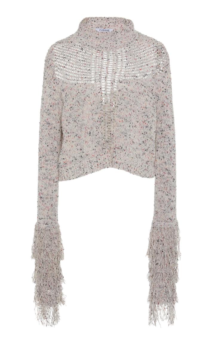 Cushnie Fringe Cotton-blend Cropped Sweater