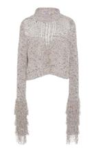 Cushnie Fringe Cotton-blend Cropped Sweater