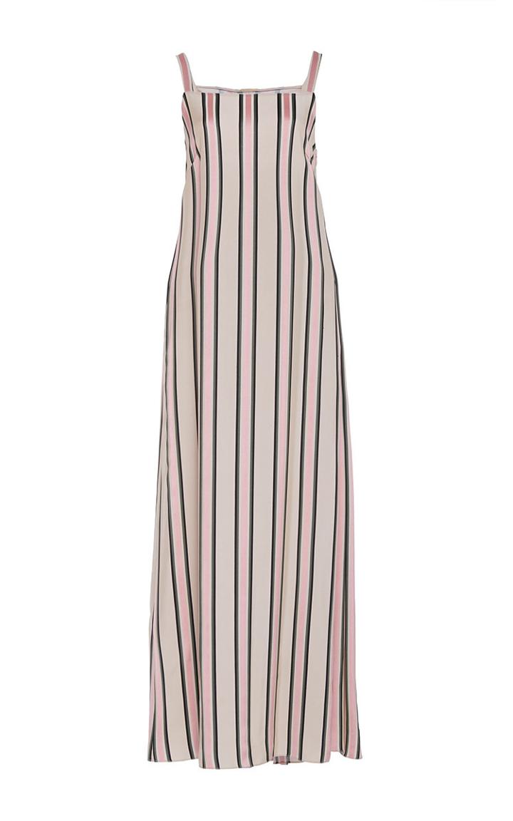 Adam Lippes Satin Stripe Midi Tank Dress