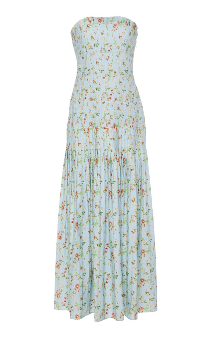 Amur Hiyori Strapless Pleated Midi Dress