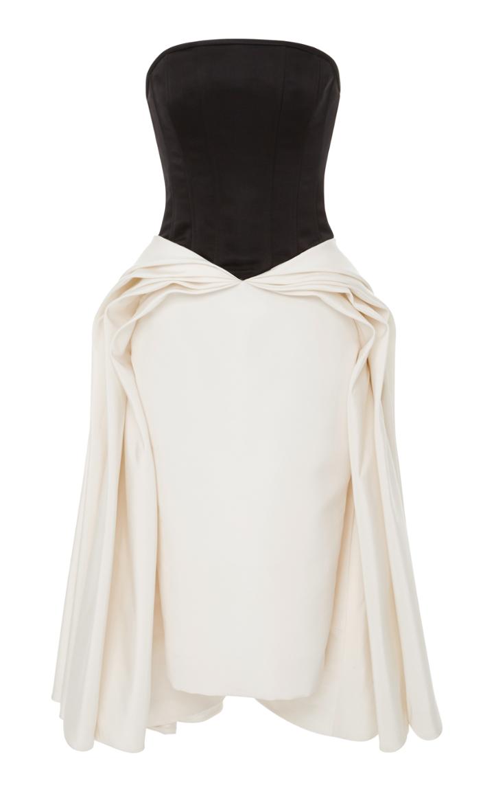 Elizabeth Kennedy Strapless Cocktail Dress With Draped Overskirt