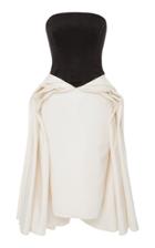 Elizabeth Kennedy Strapless Cocktail Dress With Draped Overskirt