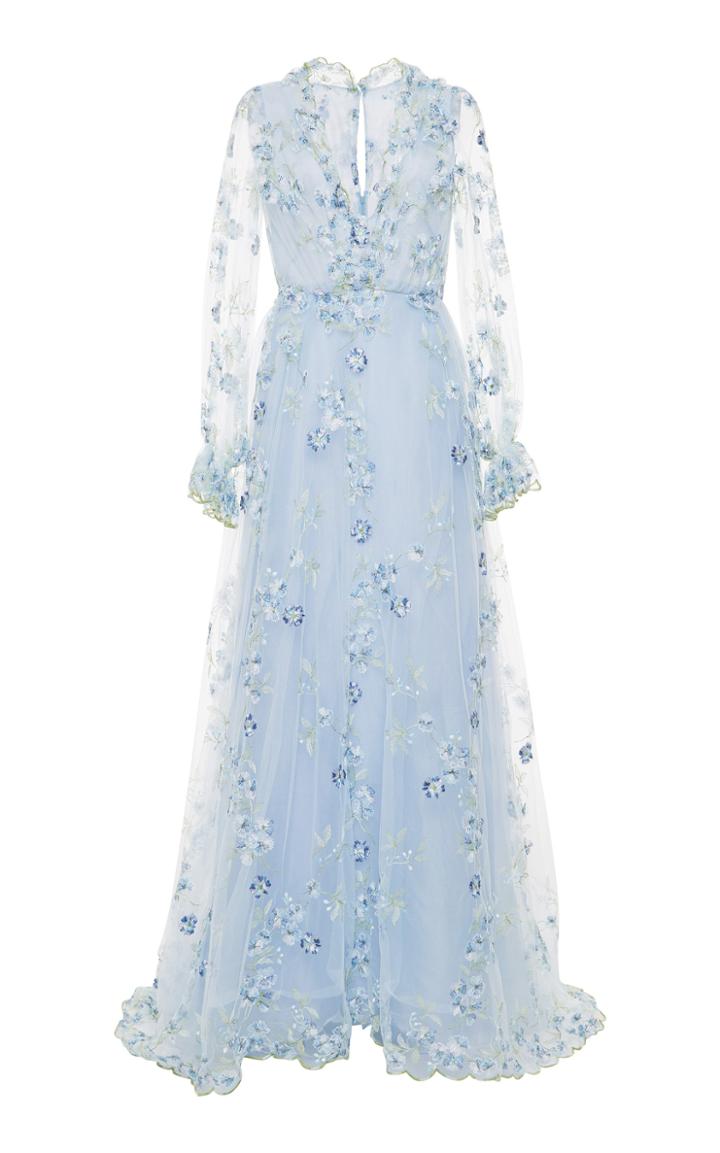 Luisa Beccaria Tulle Floral Embroidered Dress