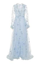 Luisa Beccaria Tulle Floral Embroidered Dress