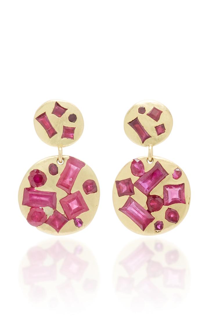 Polly Wales Double Disc Drop Earrings