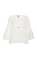 Figue Reina Ruffled Cotton Eyelet Top