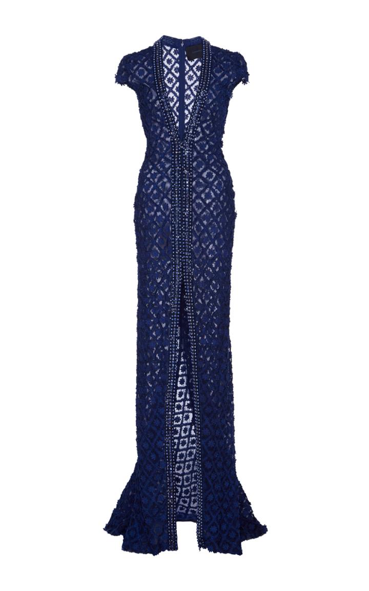 Costarellos Front Split V-neck Dress