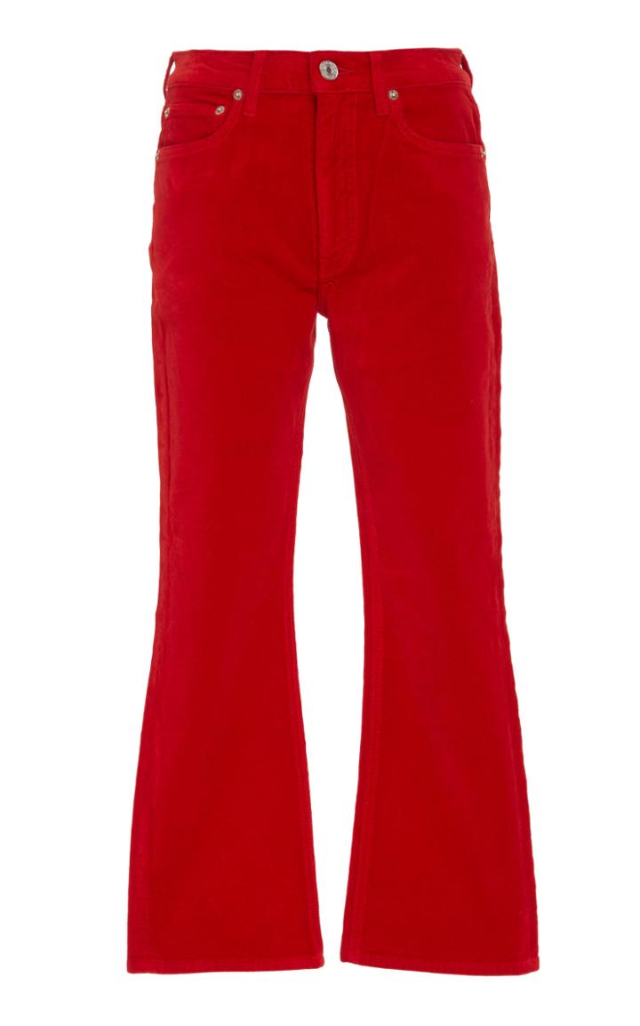 Re/done Cropped Kick Flare Velvet Pant