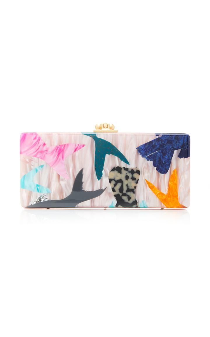 Edie Parker Fish Print Marbled Acrylic Medium Slim Clutch