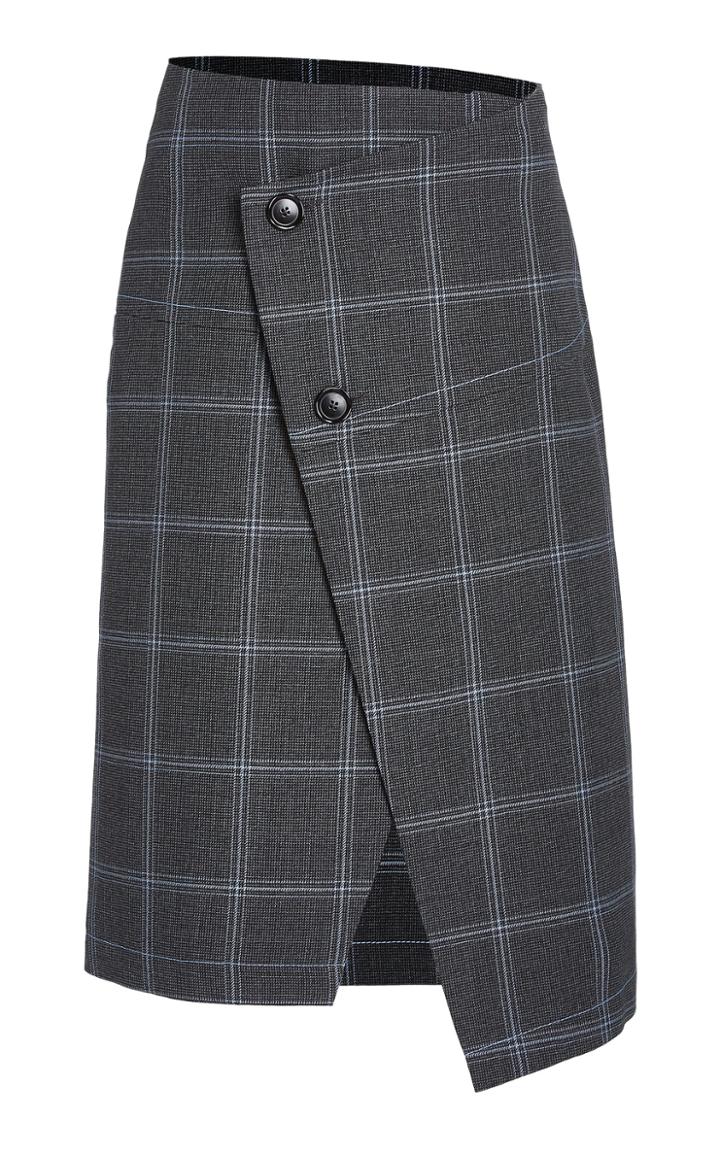 Marni Plaid Asymmetric Wool Button-front Skirt