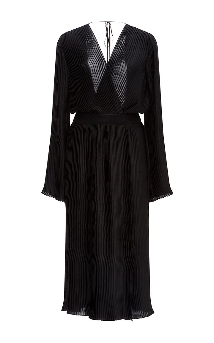 Tome Long Sleeve Pleated Wrap Dress