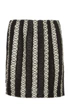 Sally Lapointe Leather Embroidered Mini Skirt