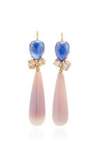 Sylva & Cie 18k Yellow Gold Sapphire And Opal Earrings