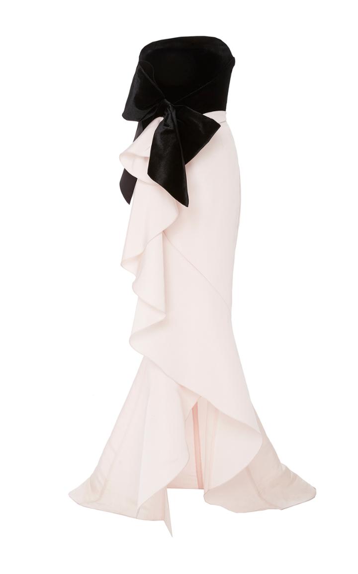 Marchesa Strapless Silk Gown With Bow Detail