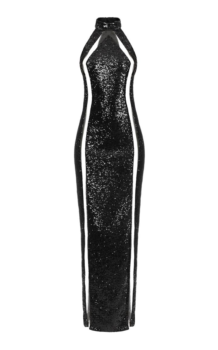 Moda Operandi Balmain Mesh-inset Sequined Gown