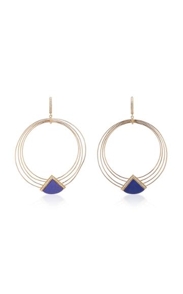 Fratelli Piccini Lul Fan 18k Gold Lapis And Diamond Earrings