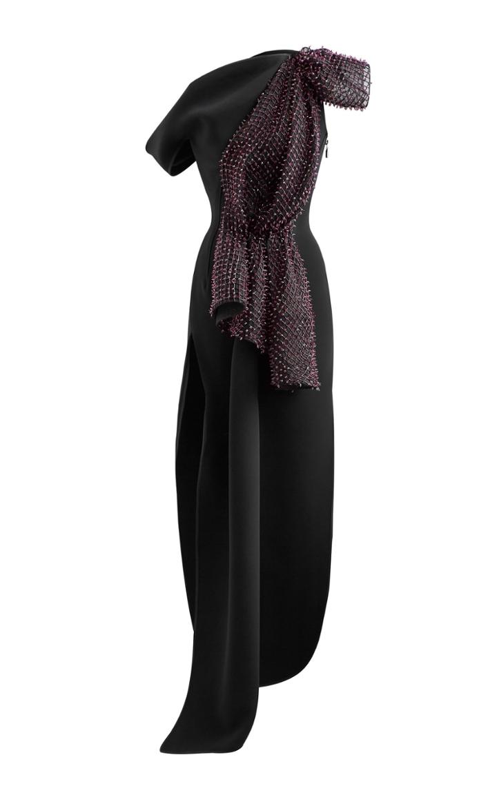 Maticevski Moonlight Cold Shoulder Embellished Gown