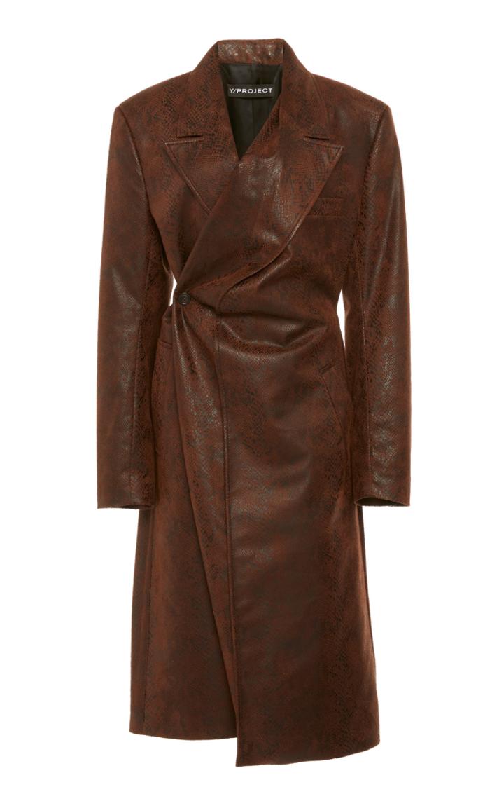 Moda Operandi Y/project Lizard-effect Draped Coat Size: 34