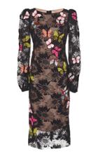 Monique Lhuillier Long Sleeve Midi Cocktail Dress