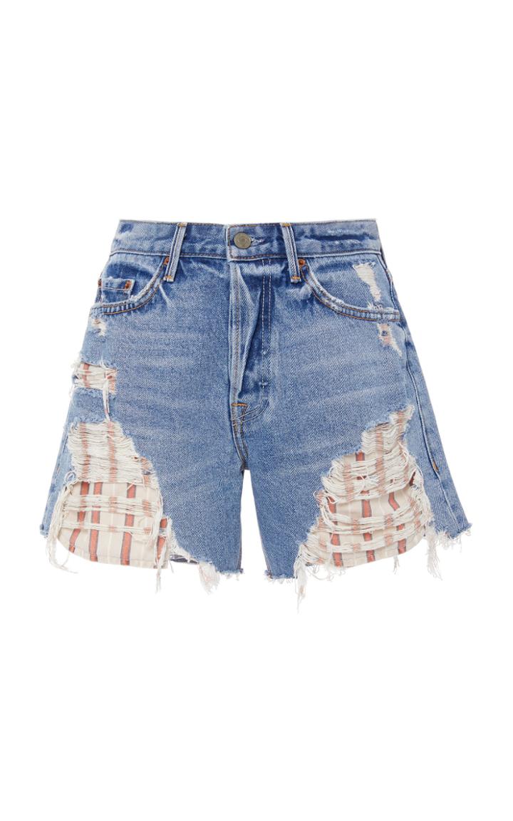 Grlfrnd Denim Jourdan Distressed Exposed Stripe Pocket Short