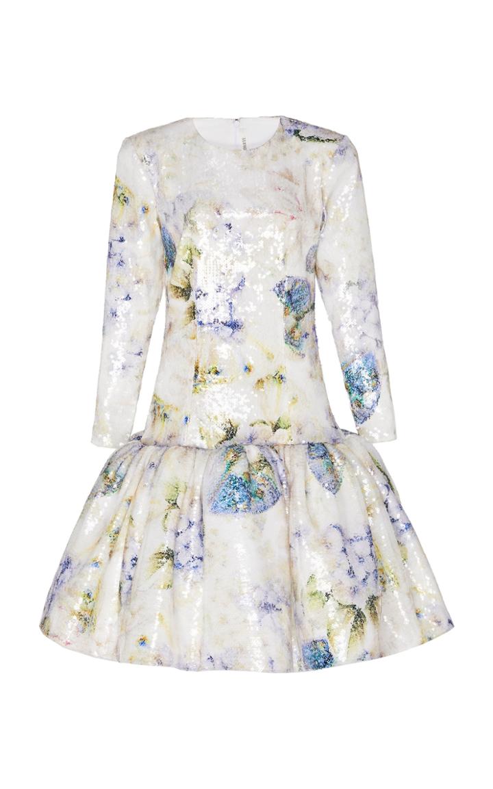 Moda Operandi Rodarte Floral Sequined Mini Dress Size: 6