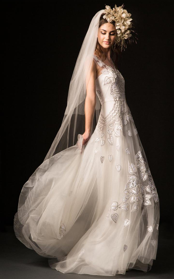 Temperley London Bridal Cybele One-shoulder Gown With Cascading Embroidery