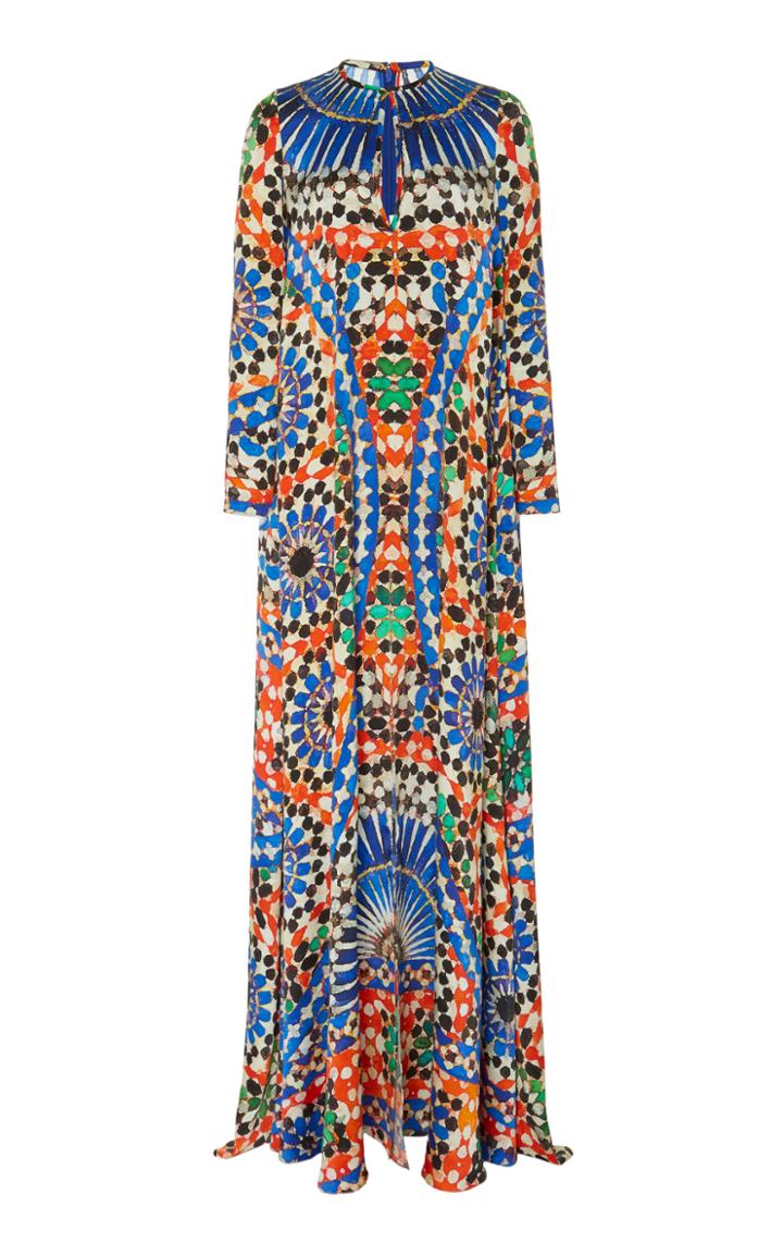 Naeem Khan Caleidoscope Silk Crepe Trapeze Gown