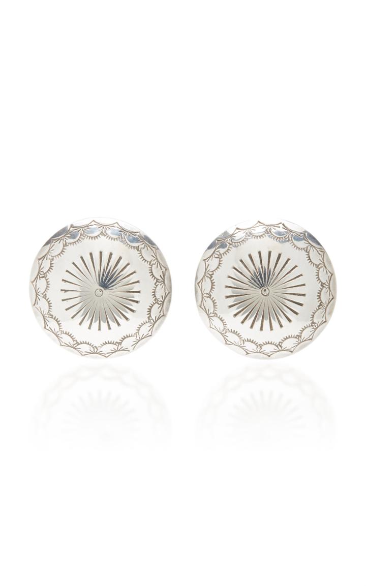 Fallon One-of-a-kind Round Etched Button Earring