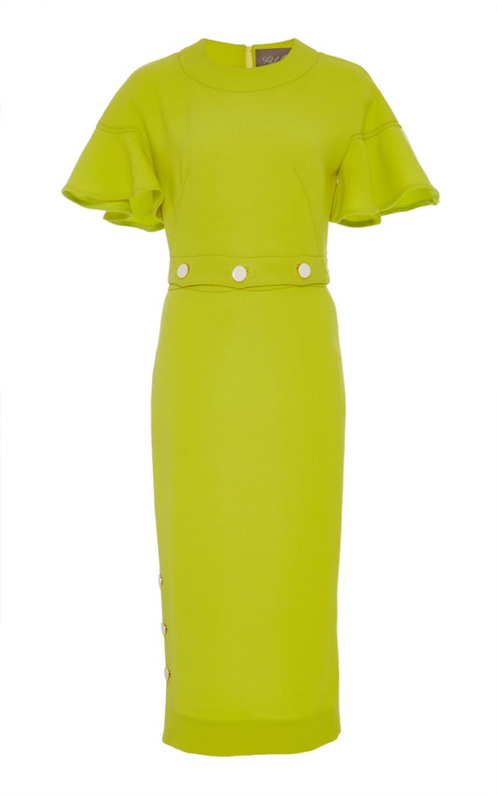 Lela Rose Button-on Crop Top And Skirt Dress